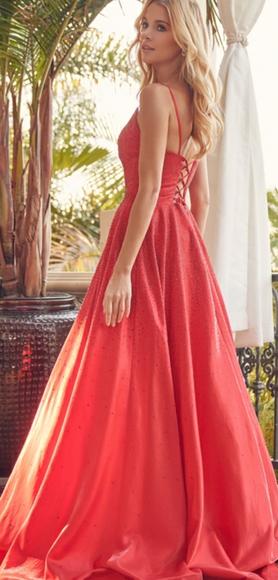 V neck and stone formal evening maxi ball gown - Picture 7 of 8